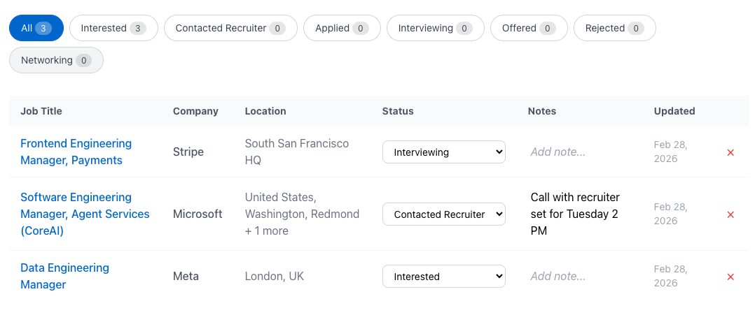 RoleBeaver job tracking interface
